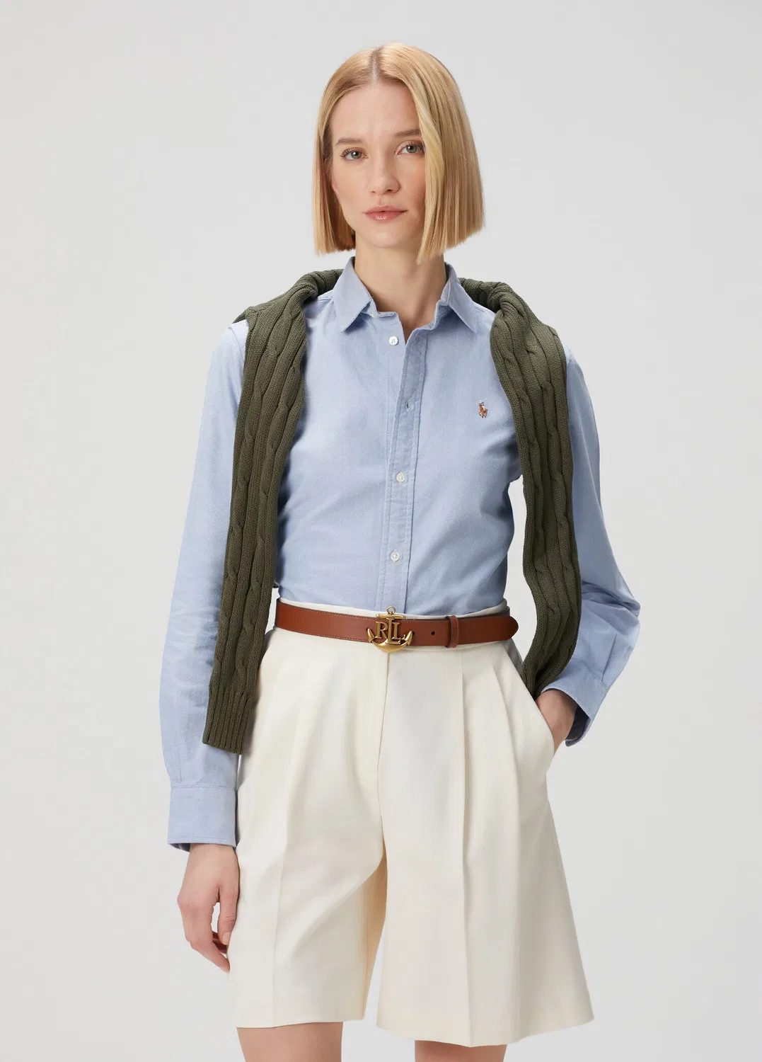 Блузка Polo Ralph Lauren Custom Fit, голубой