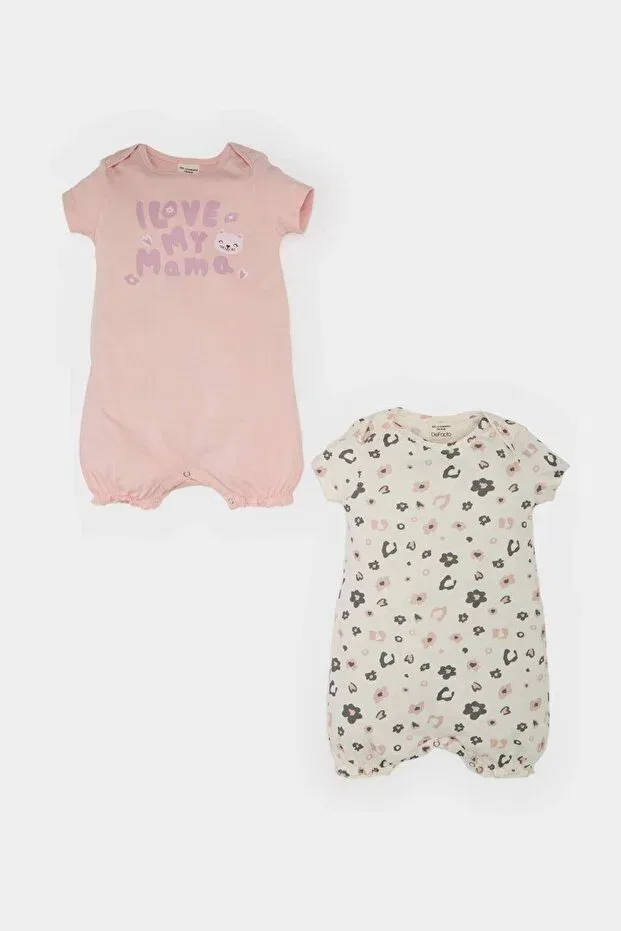 Детский комбинезон для девочек хлопковый Combed cotton 2-piece short sleeve jumpsuit baby girl newborn e4021a525sm Defacto, Pink Pn141