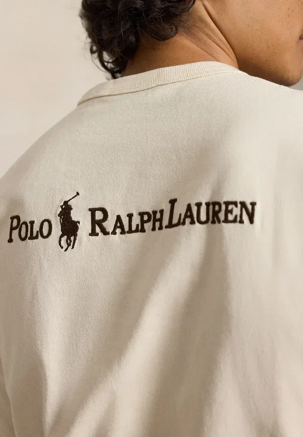 Футболка хлопковая Relaxed fit logo jersey t-shirt Polo Ralph Lauren, кремовый — фото 4