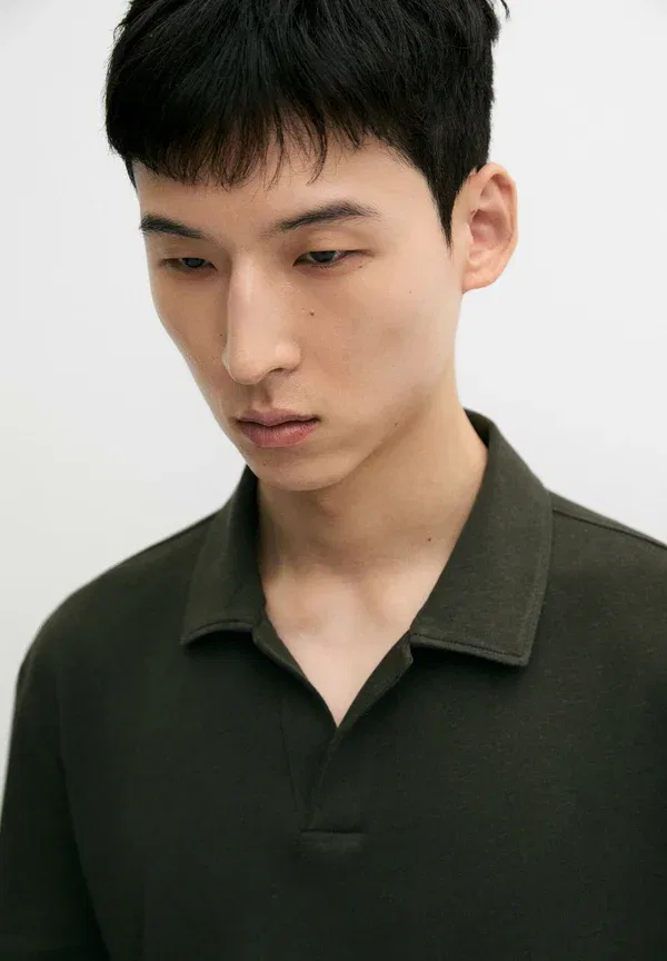 Рубашка поло из льна и хлопка Polo shirt Massimo Dutti, dark green, темно-зеленый — фото 4