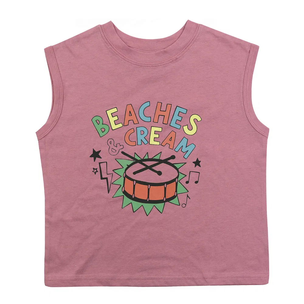 Детская футболка без рукавов с принтом Drum BEACHESAND CREAM KIDS, Pink