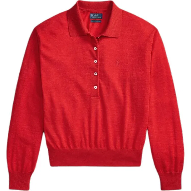 Женский свитер с поло-воротником Polo Ralph Lauren, Red