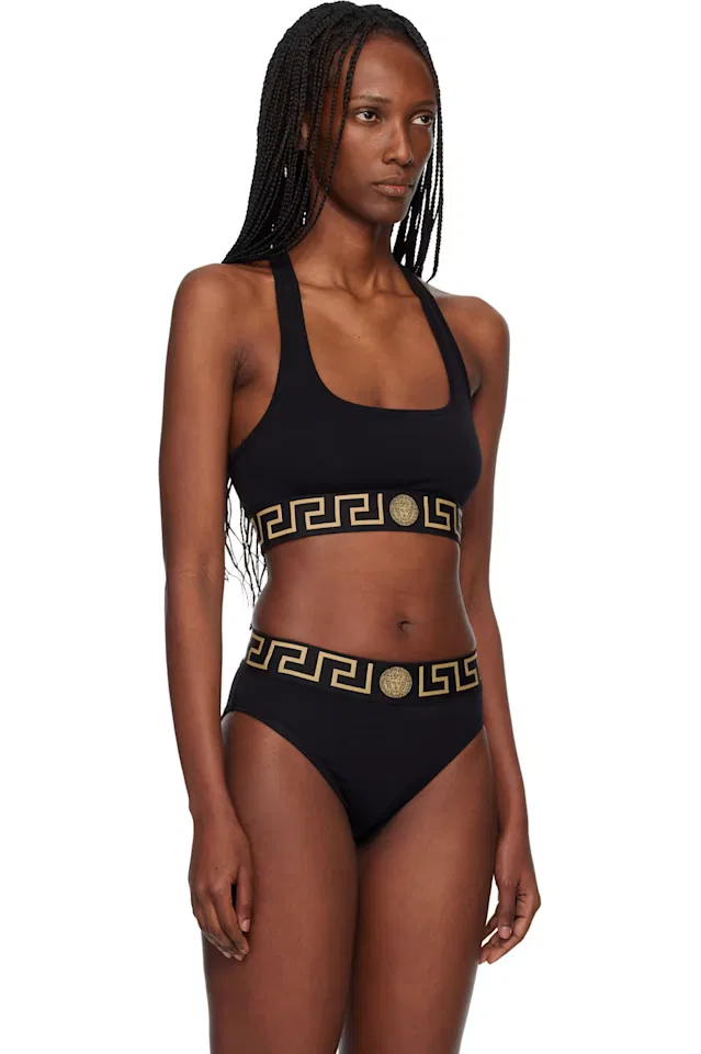 Черный верх  бикини из нейлоновой смеси Versace — фото 2