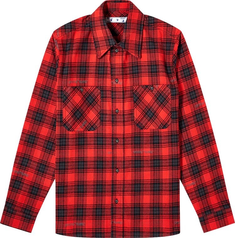 

Рубашка Off-White Stencil Flannel Check Shirt 'Red/Black', красный