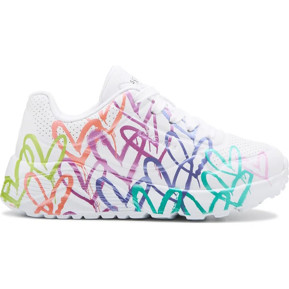 Детские кроссовки jgoldcrown street uno lite Skechers, White Foil Hearts — фото 2