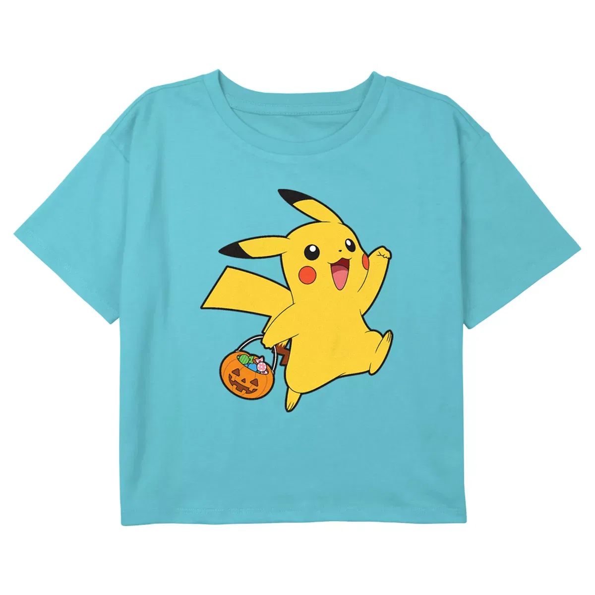 Детский укороченный топ для девочек с принтом Pokemon Halloween Trick-or-Treating Pikachu, Blue