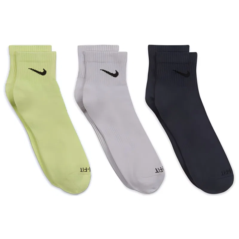 Носки Nike Ankle Socks, 3 пары, Yellow/Gray/Navy Blue — фото 2