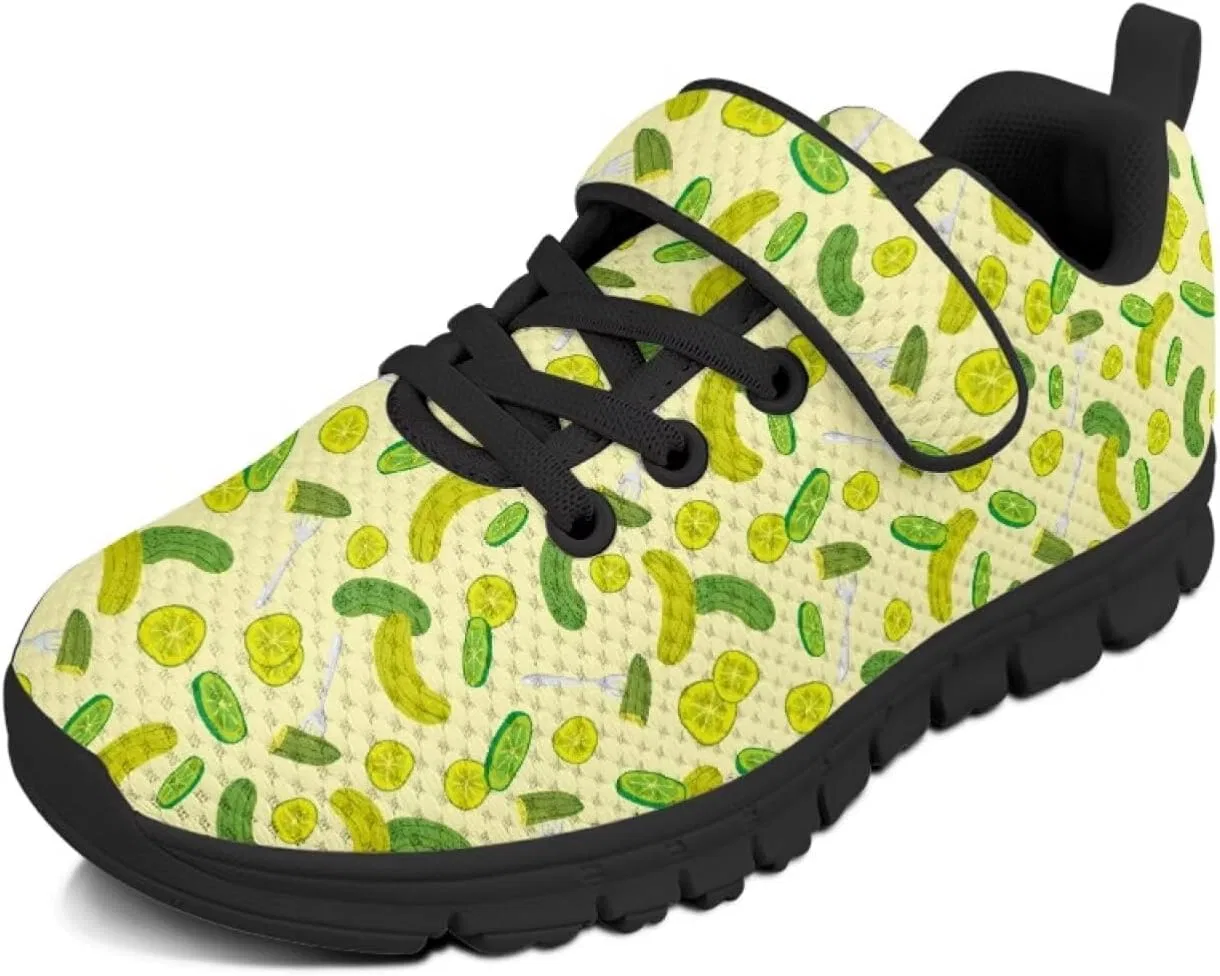 Детские кроссовки для девочек с принтом Green Pickles Pointodoor, Pickles Yellow