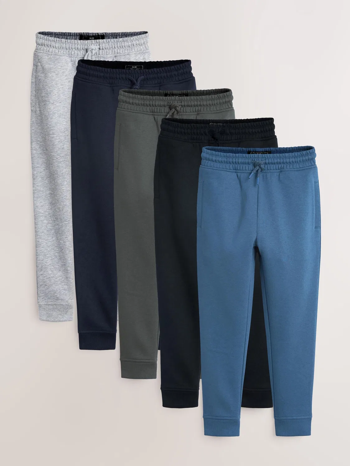 Спортивные брюки Slim Fit, 5 шт Next, синие/серые/черные