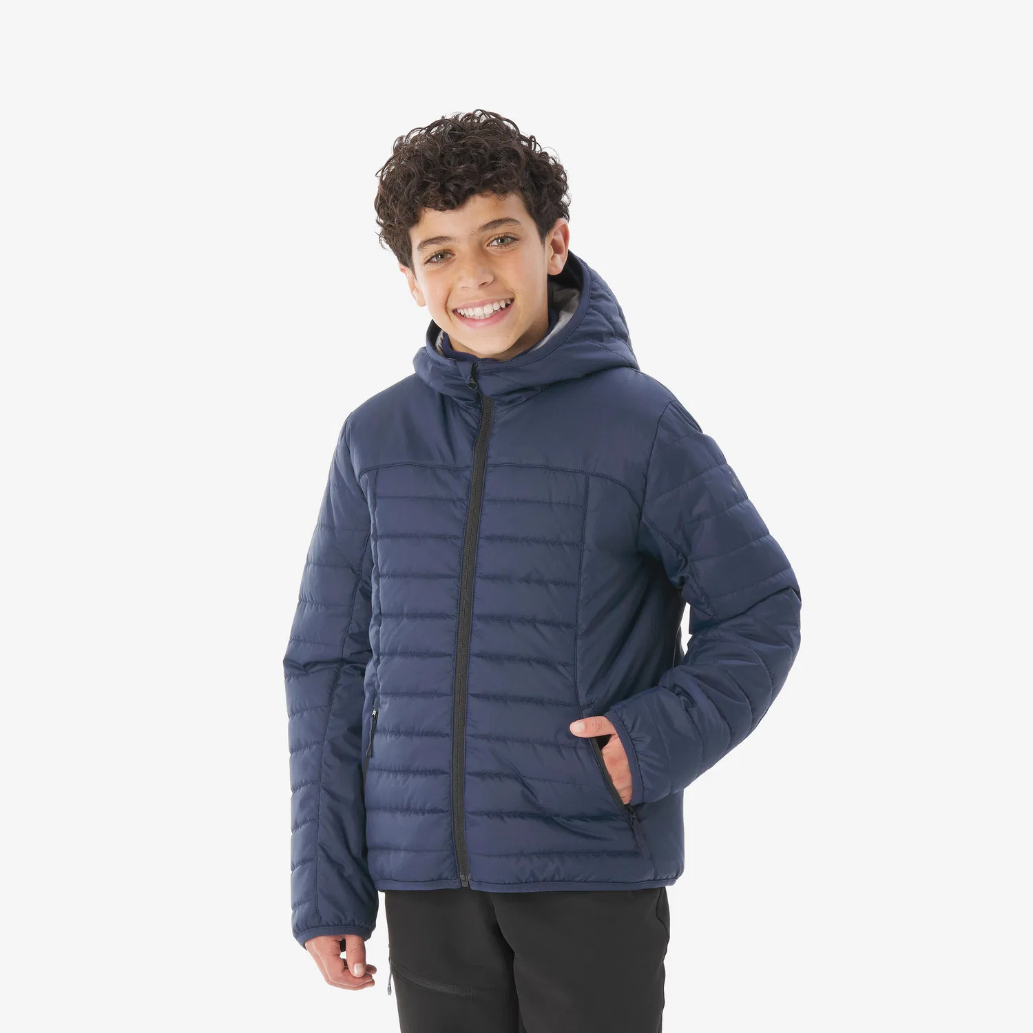 Детская куртка утепленная для походов MH100 Quechua, Stahlblau
