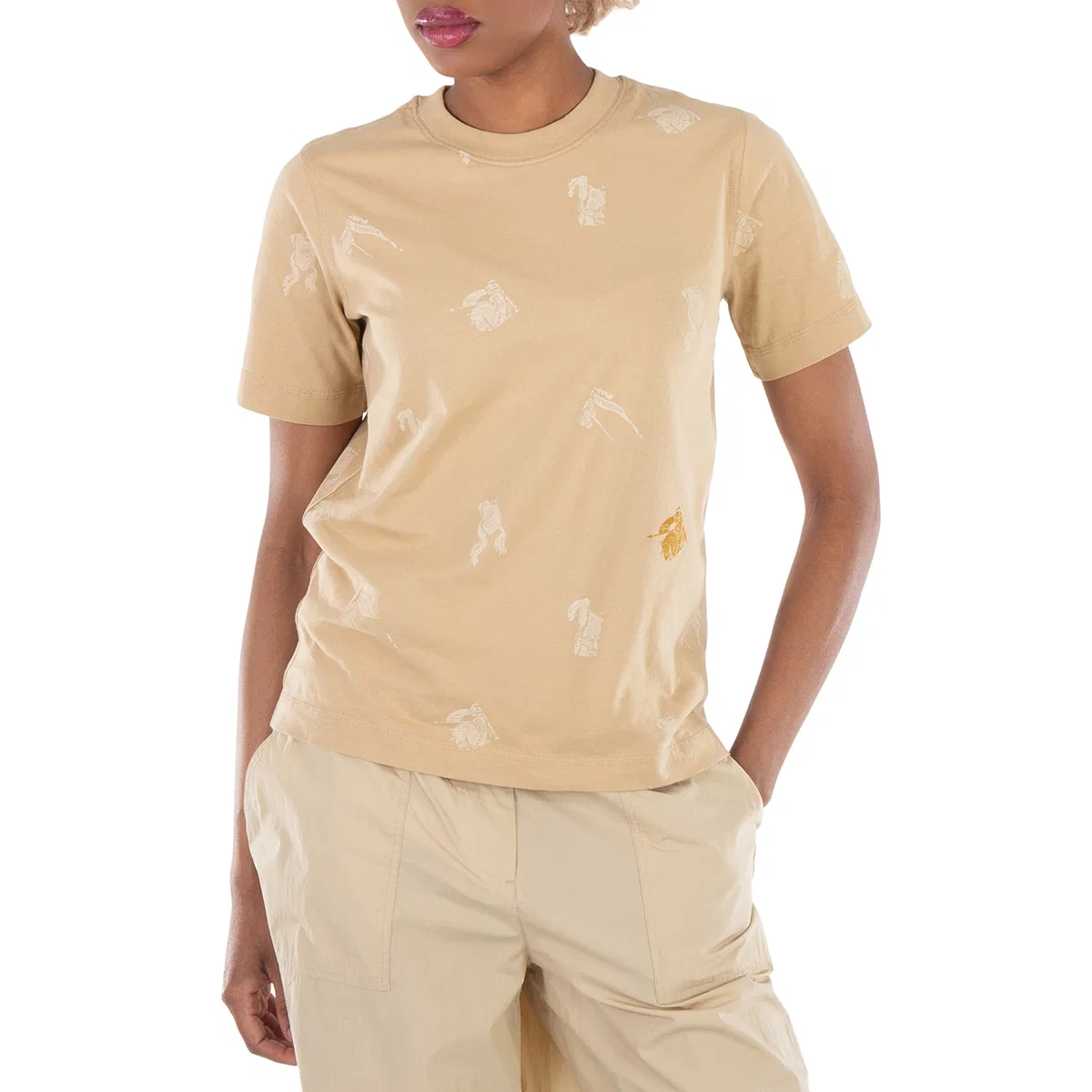 Футболка хлопковая Equestrian Knight Cotton T-Shirt Burberry, Flax