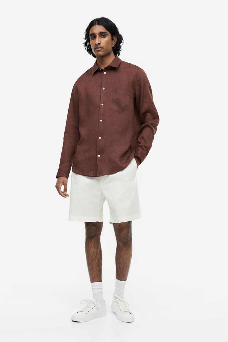

Хлопковые шорты стандартной посадки H&M, белый