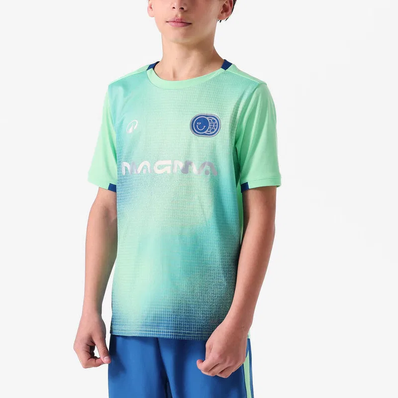 Детская футболка с круглым вырезом DECATHLON, Apple Green/Blue — фото 4