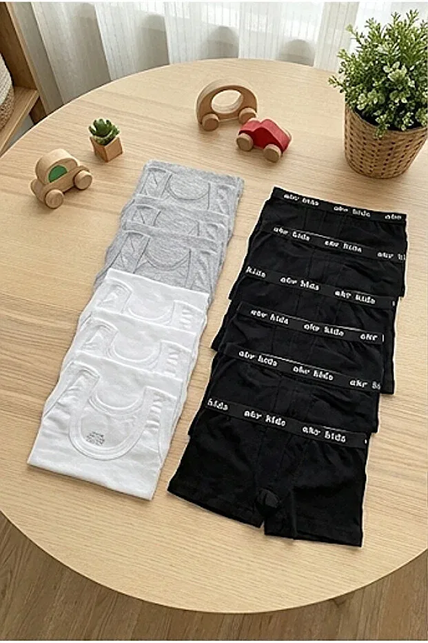 Детский комплект трусов для мальчиков хлопковый Pi Giyim, Gray-White-Black5
