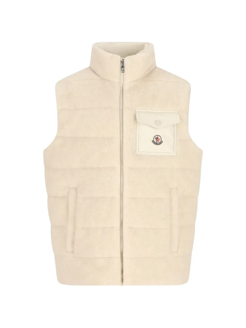 Стеганый жилет из искусственного меха Moncler Enfant, бежевый