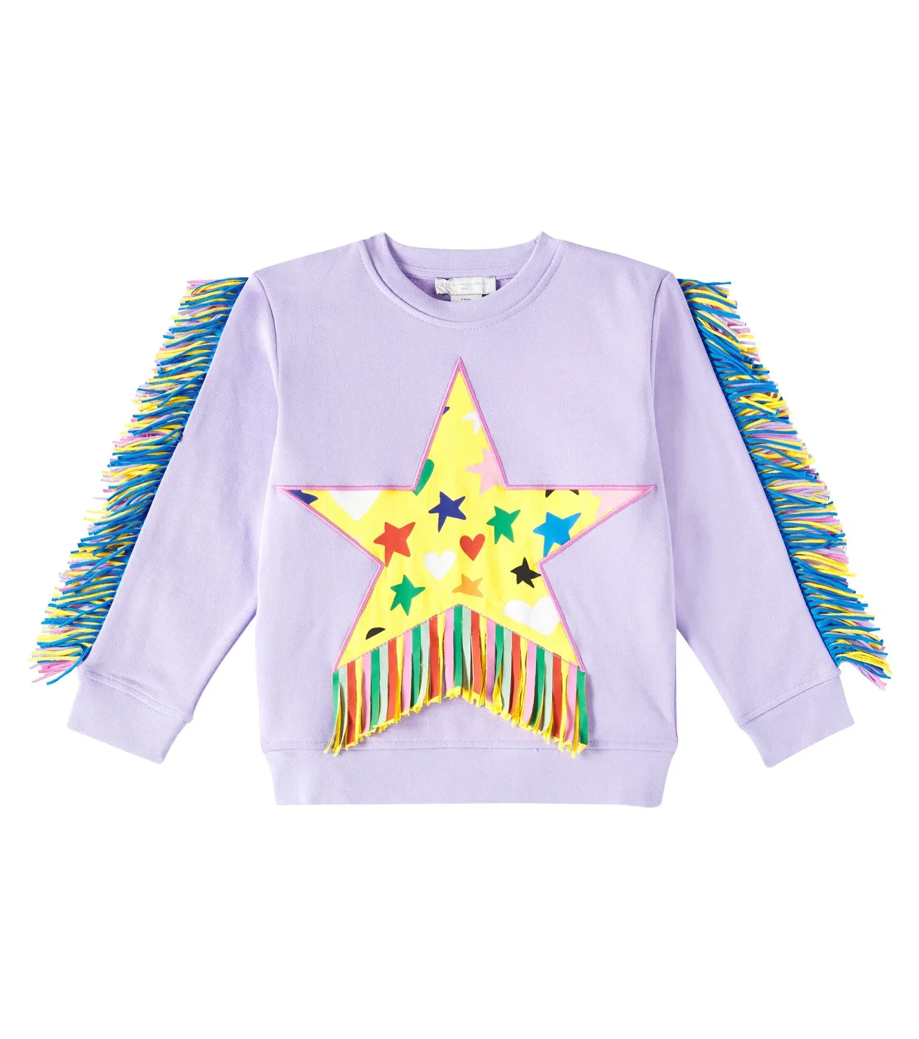 Свитшот хлопковый с бахромой Stella Mccartney Kids, фиолетовый