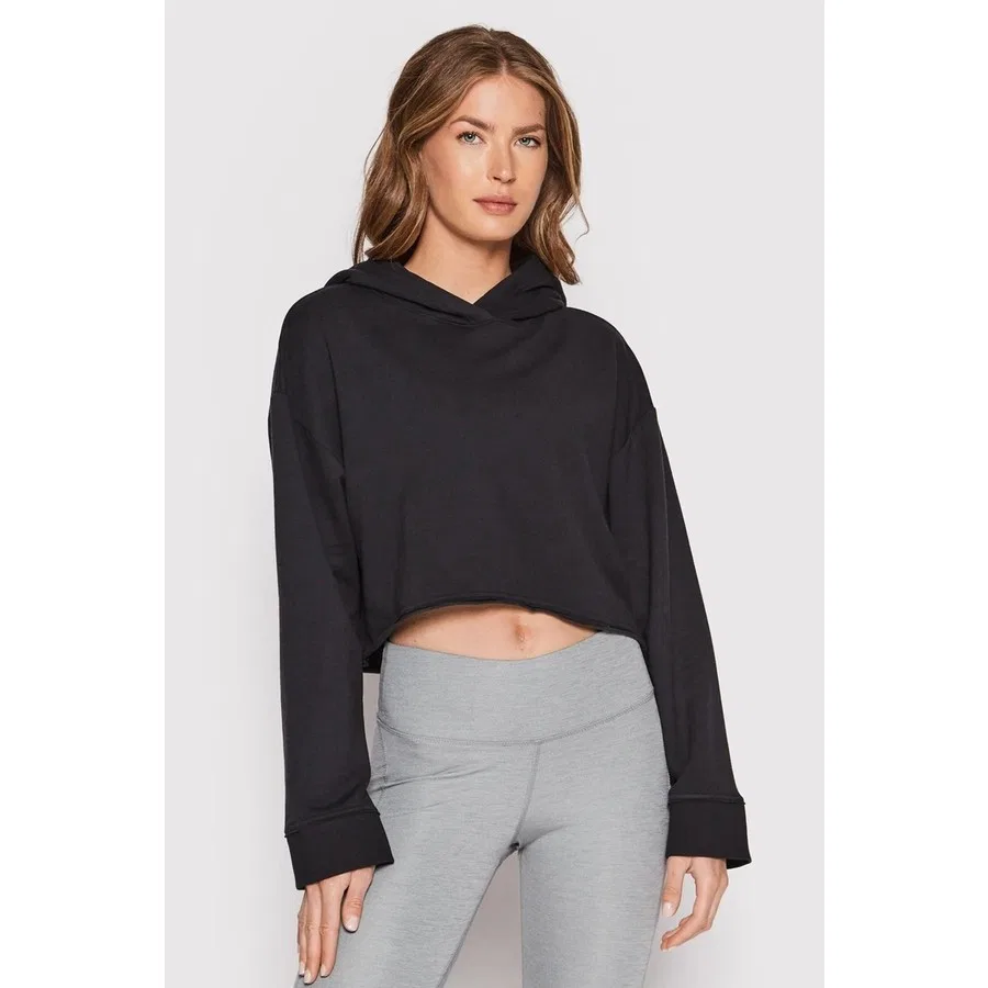 Женский худи с капюшоном укороченный Yoga Luxe Cropped Fleece Training Hoodie Nike, Черный — фото 2