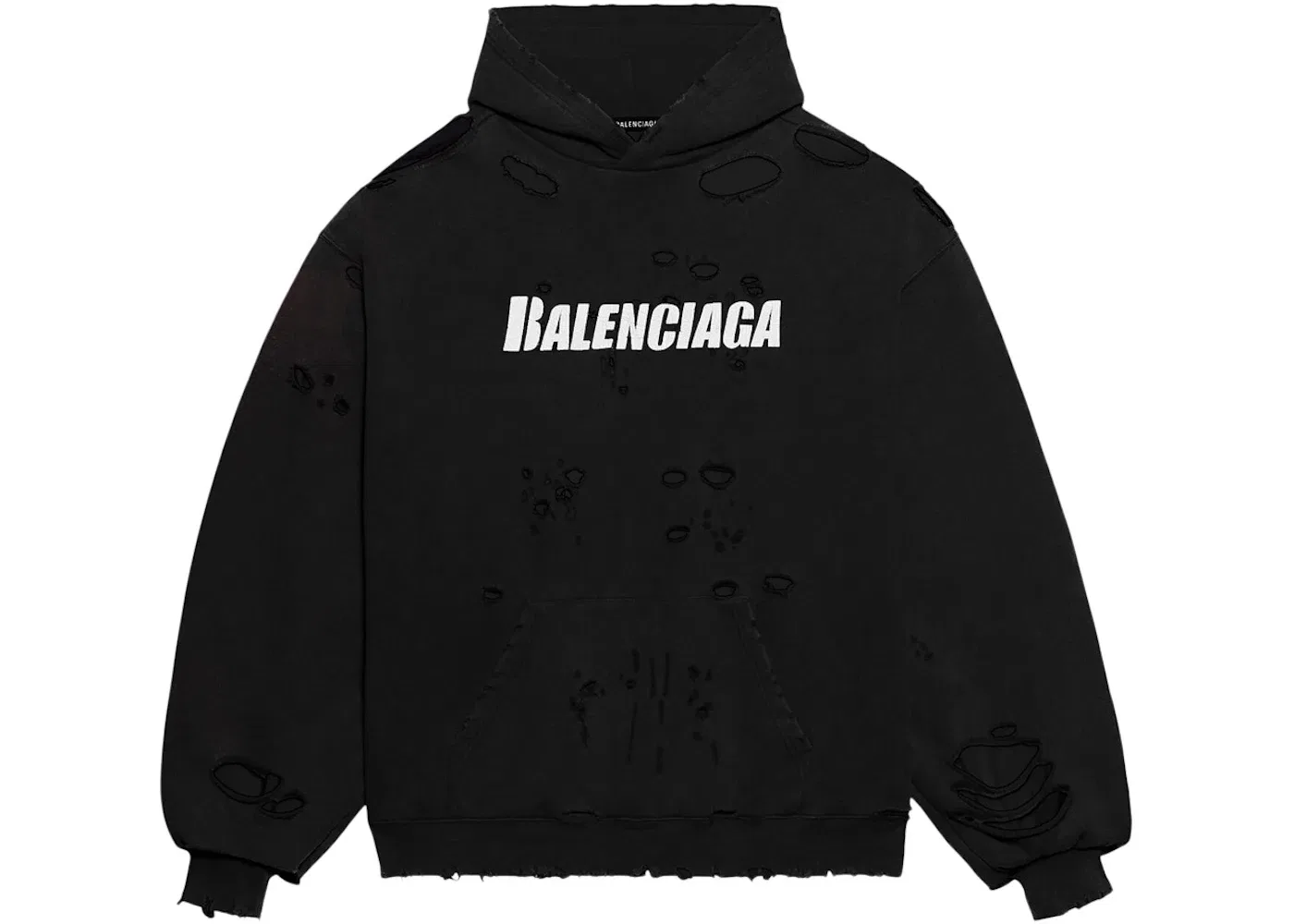 Мужской худи oversize fit с принтом Caps Destroyed Balenciaga, Black/White
