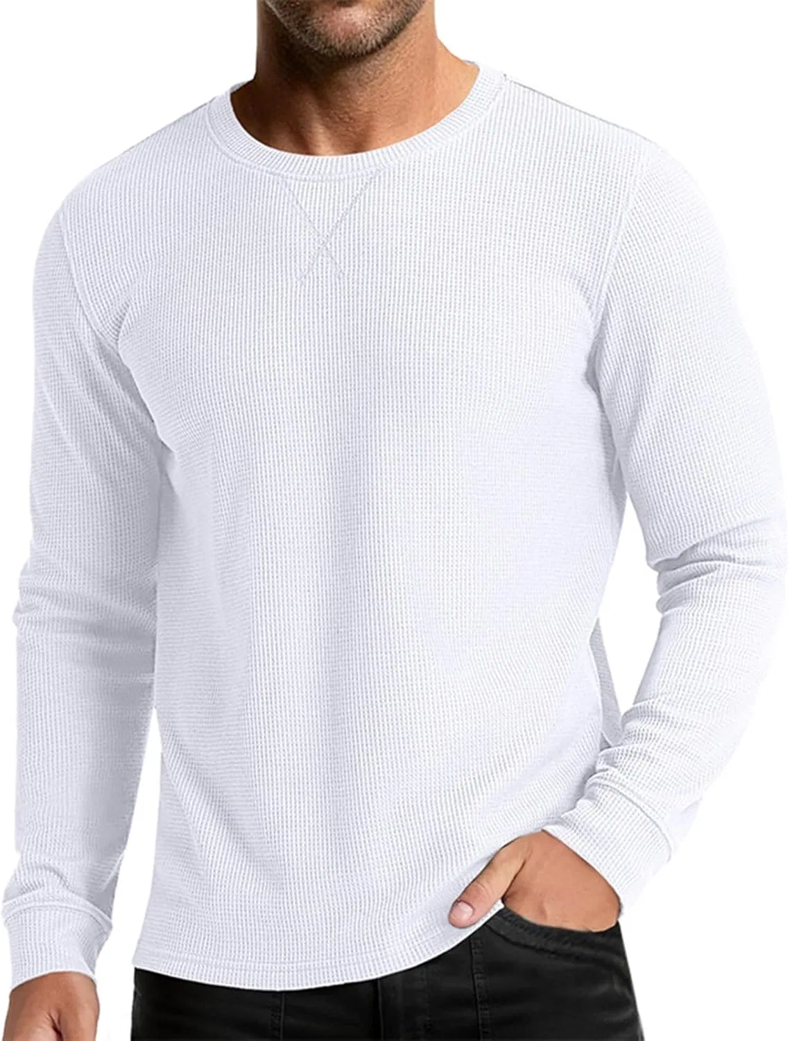 Мужская дышащая футболка с быстросохнущей тканью Crewneck, White