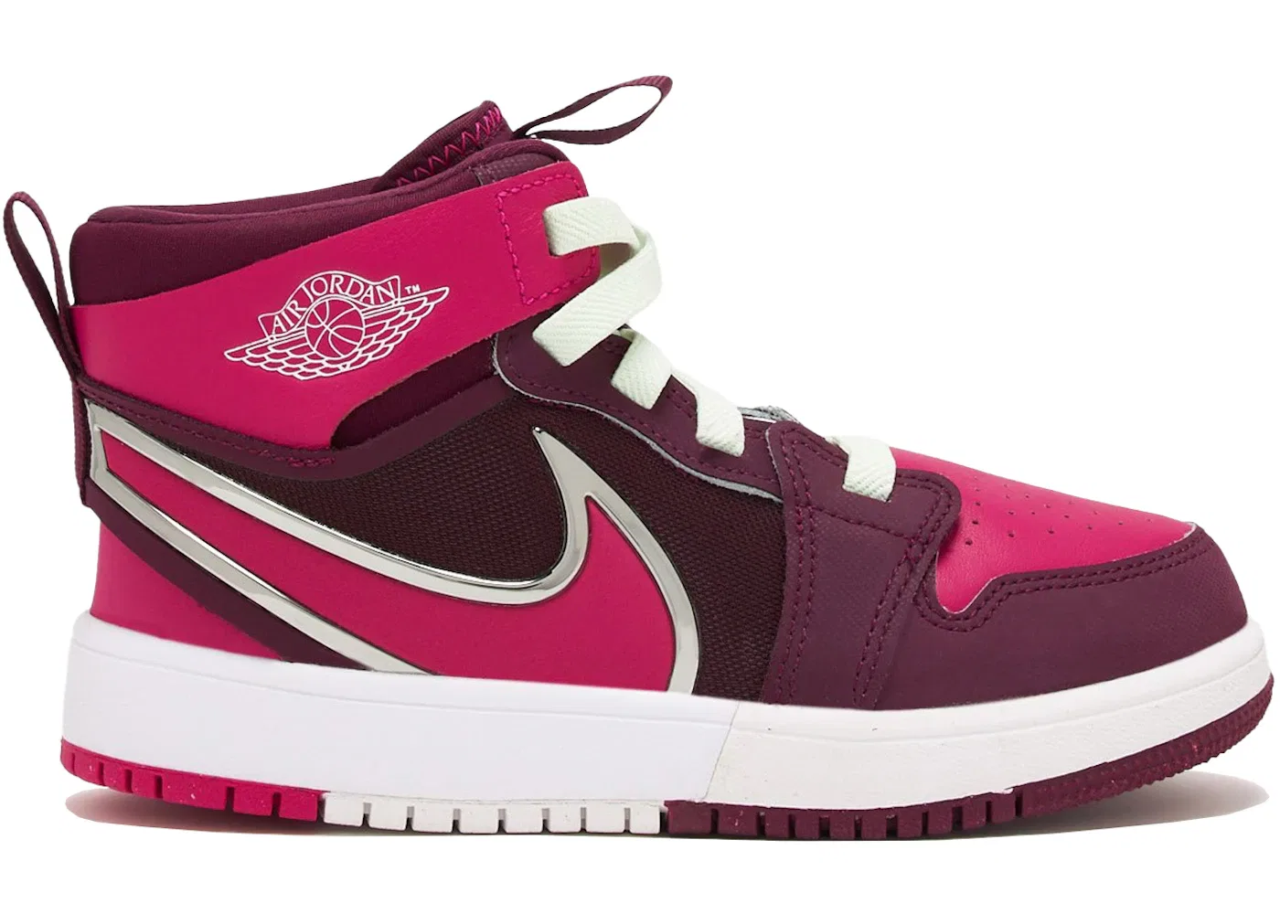 Детские кроссовки с повседневным стилем Jordan 1 Mid RM EasyOn Jordan, Bordeaux/White/Volt Tint/Active Pink