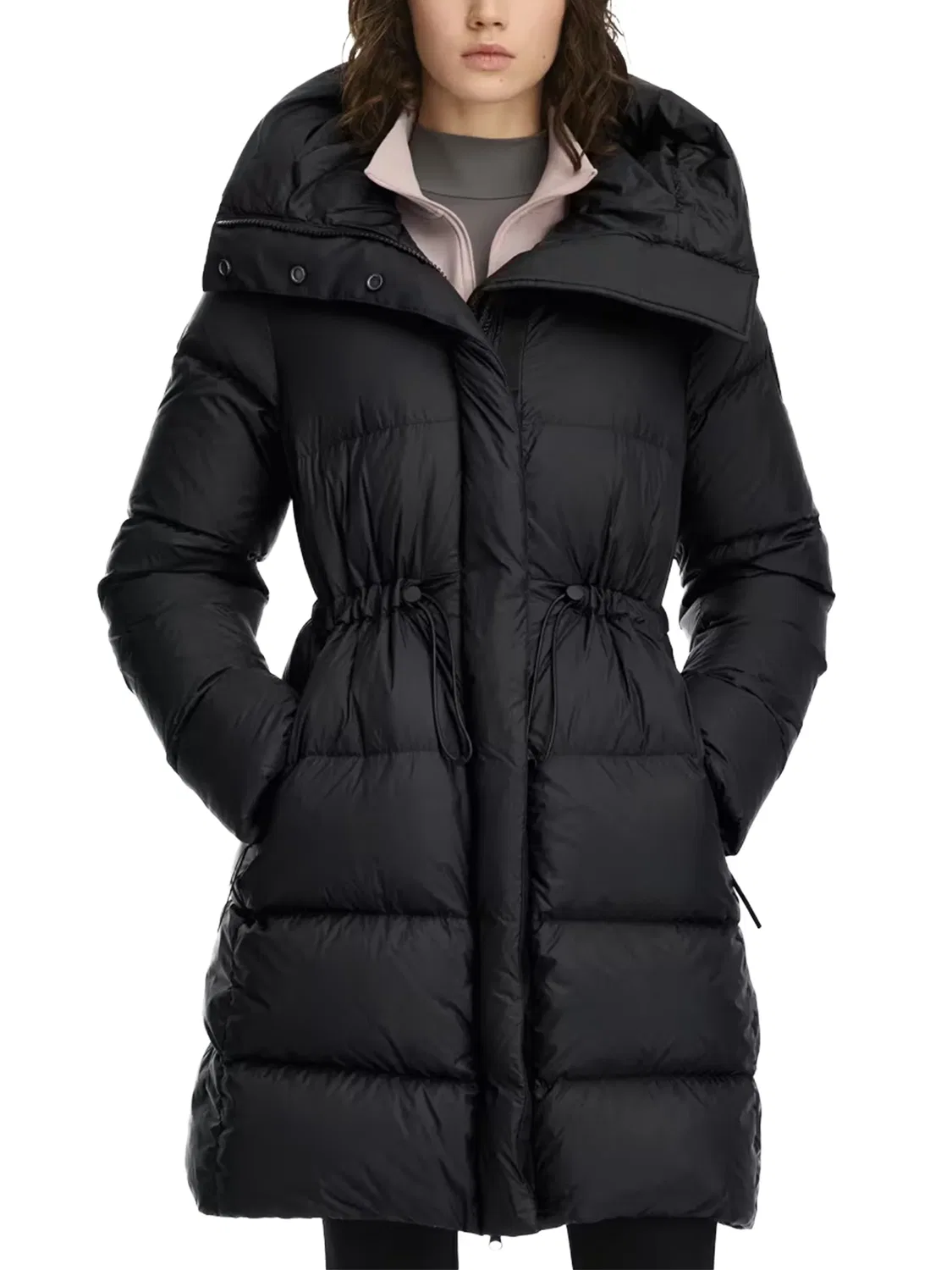 Женское стеганое пуховик-пальто с капюшоном Montgomery Coat Canada Goose, черный — фото 2