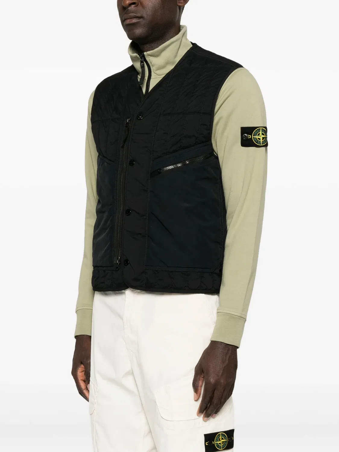 Стеганый жилет на молнии Stone Island, черный — фото 3