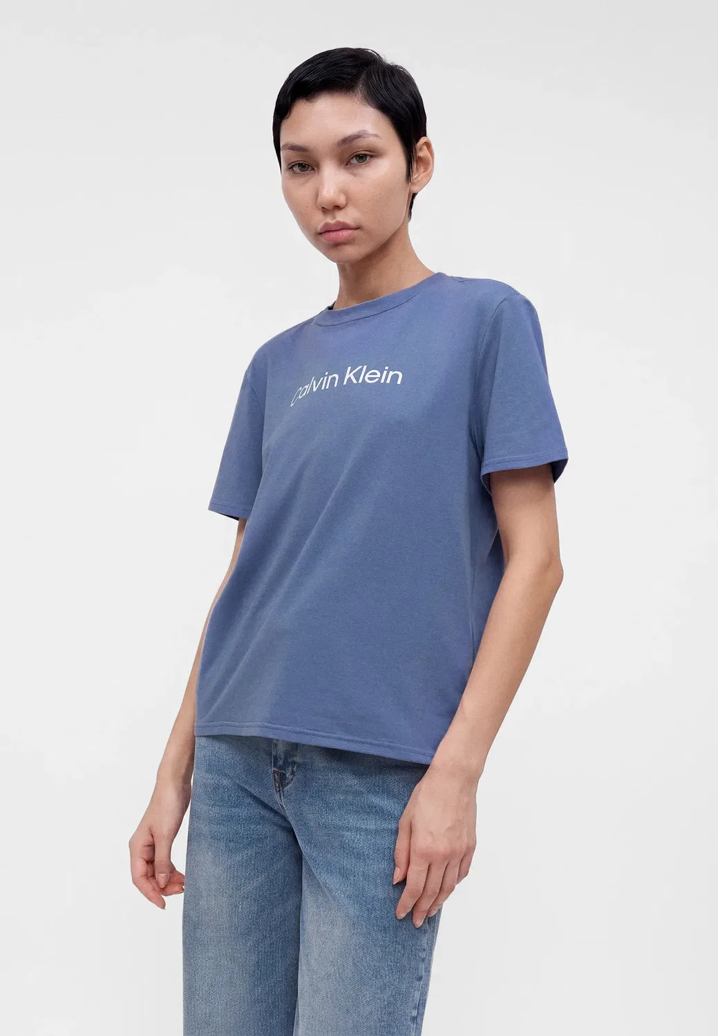 Обычная спортивная футболка с принтом Calvin Klein, Stone Hard Blue — фото 4
