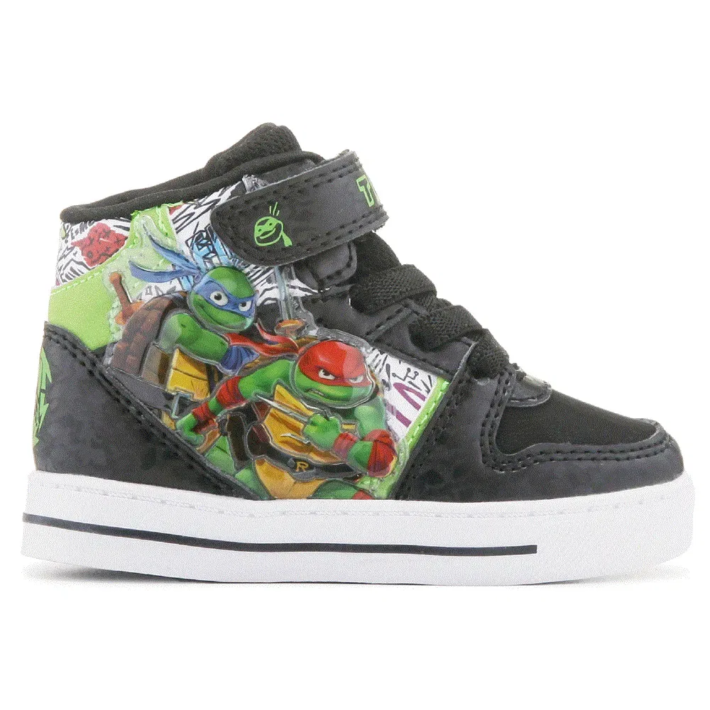 Детские кроссовки TMNT с подсветкой высокие для малышей Teenage Mutant Ninja Turtles, Black/Green — фото 2