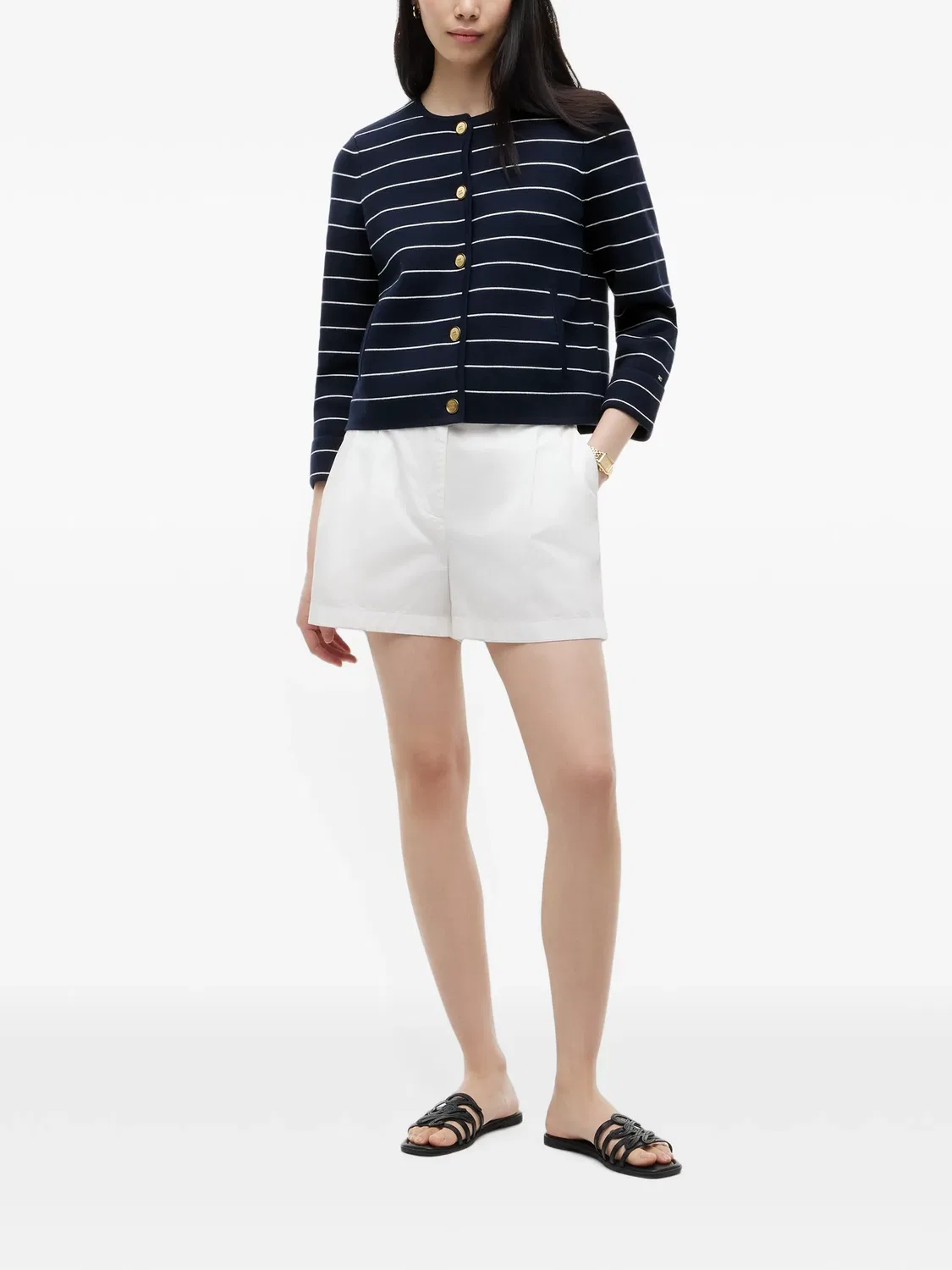Полосатый кардиган на пуговицах Tommy Hilfiger, синий — фото 2