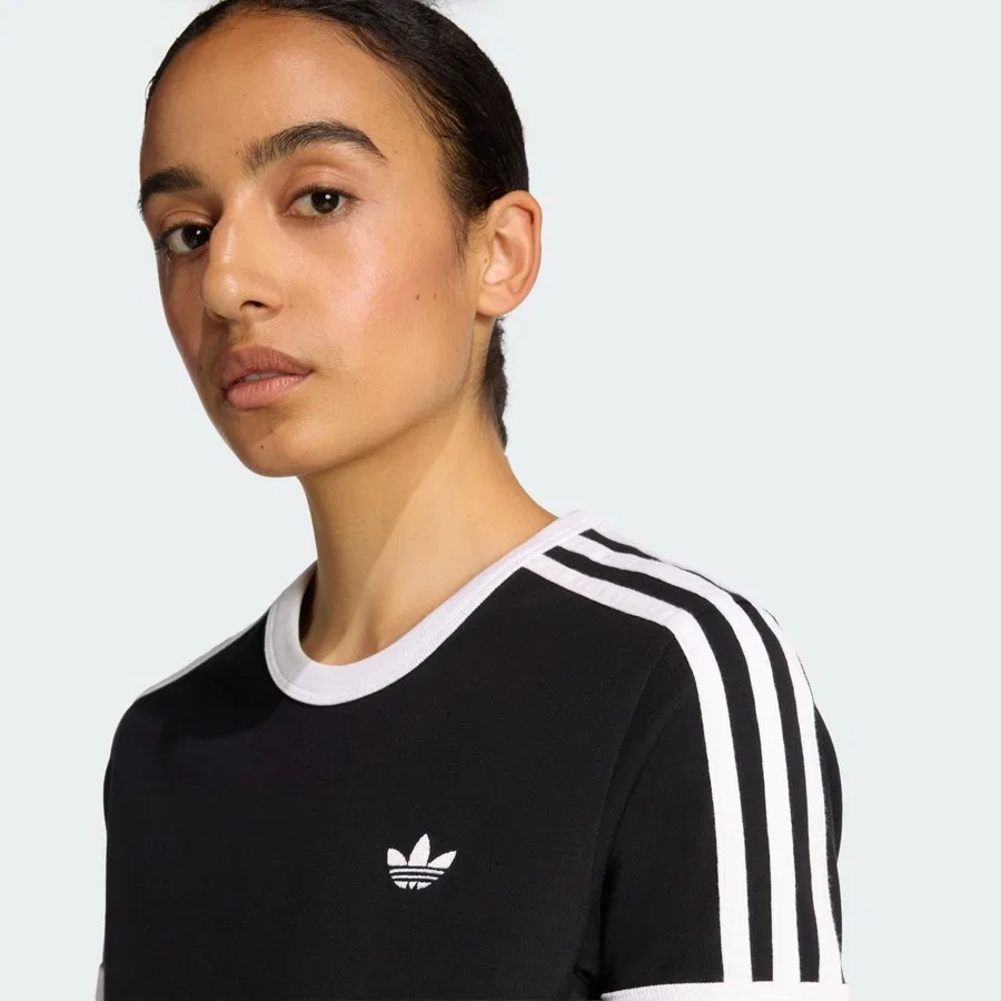 Футболка с длинным рукавом 3 Stripes Slim Tee adidas, Бело-черный — фото 4