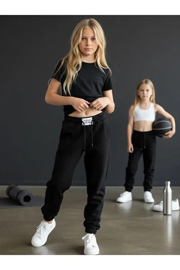 Детские спортивные штаны для девочек утепленные Zekids, Black — фото 2