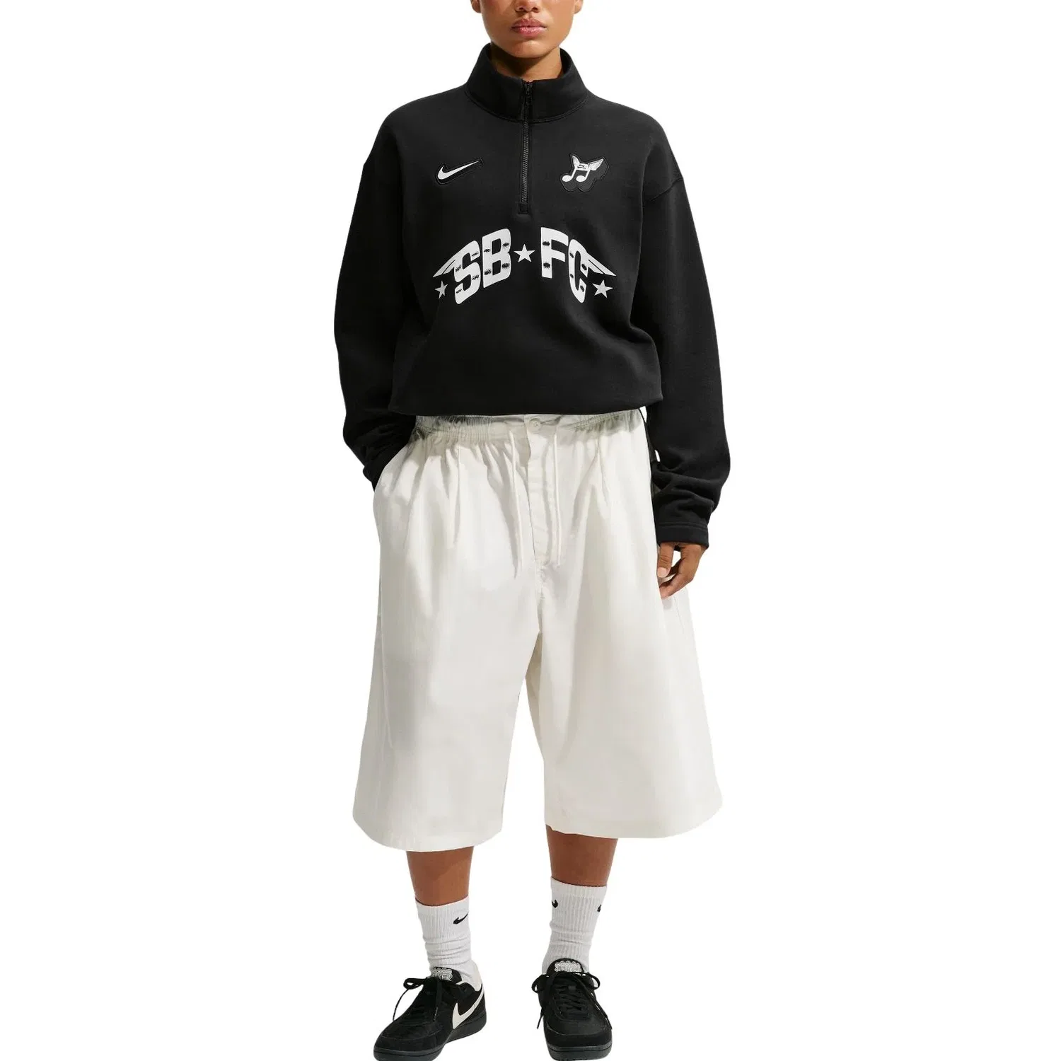 Мужской футерный свитшот с флисовой подкладкой Nike SB Skate 1 2-Zip, черный — фото 2