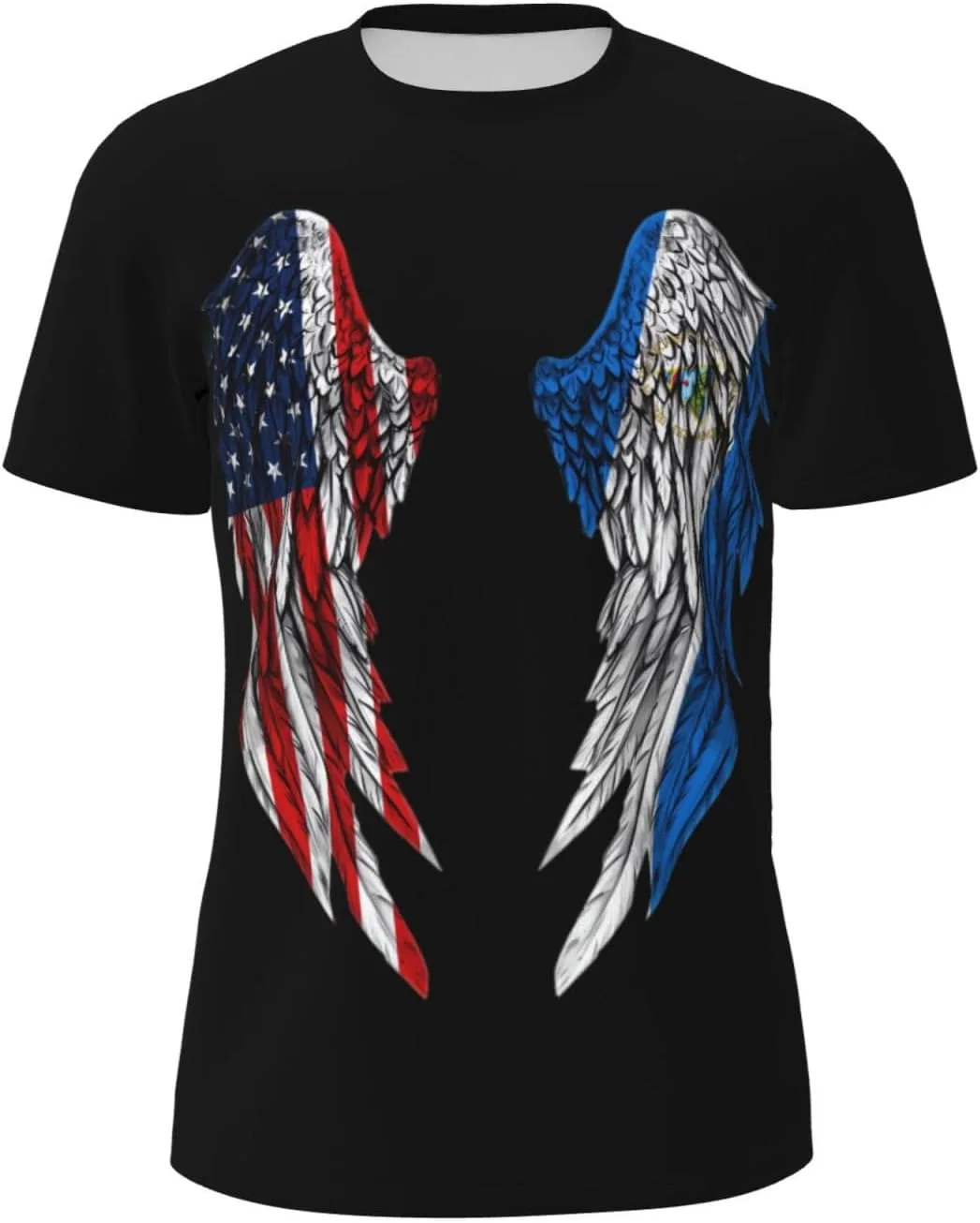 Мужская футболка с флагом Wings America и Nicaragua, Black
