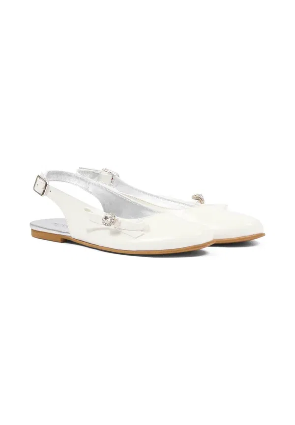 Туфли балетки с пряжкой/бантом Ballerine Monnalisa, white, белый — фото 2