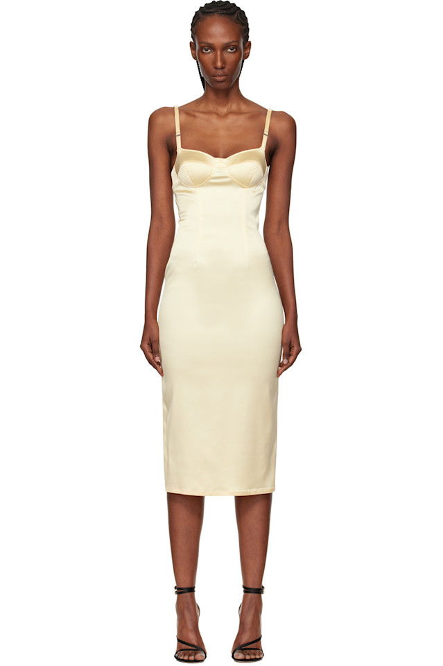 

Mugler Желтое миди-платье в стиле нижнего белья