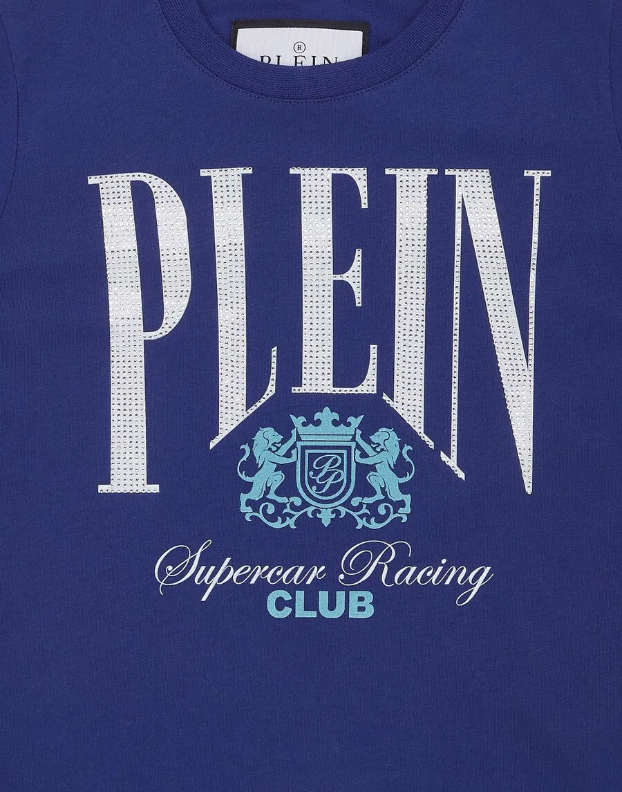 Футболка Philipp Plein 'Racing' светло-голубого и темно-синего цвета — фото 3