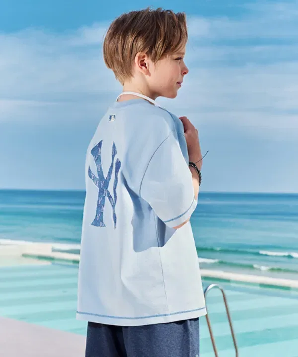 Футболка с принтом Monogram Big Lox, Mlb Kids, Sky Blue