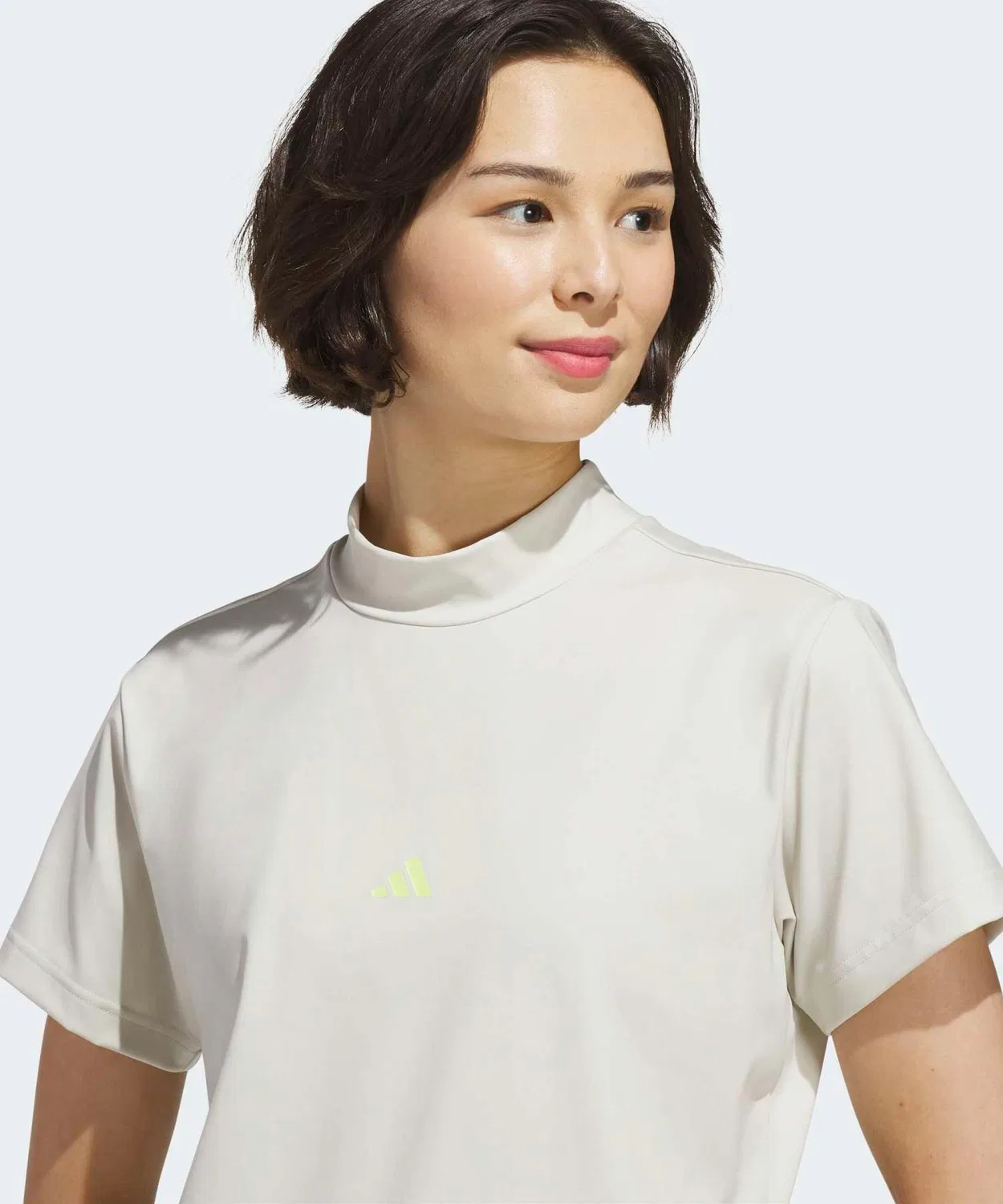 Женская футболка-поло с высоким воротником Climacool Adidas, Cream — фото 3