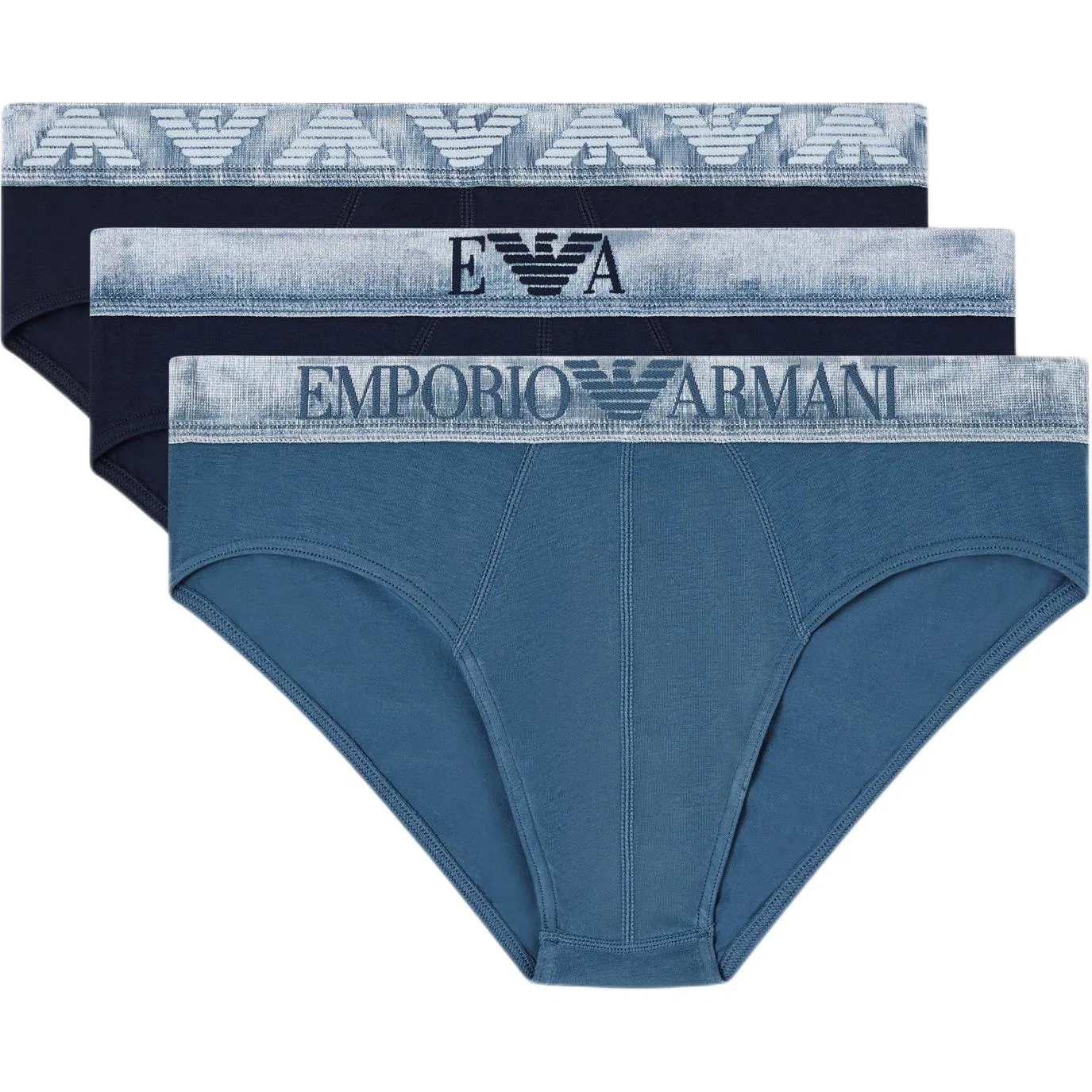 Мужской комплект трусов-боксеров с логотипом EA7, 3 шт, Emporio Armani, Blue