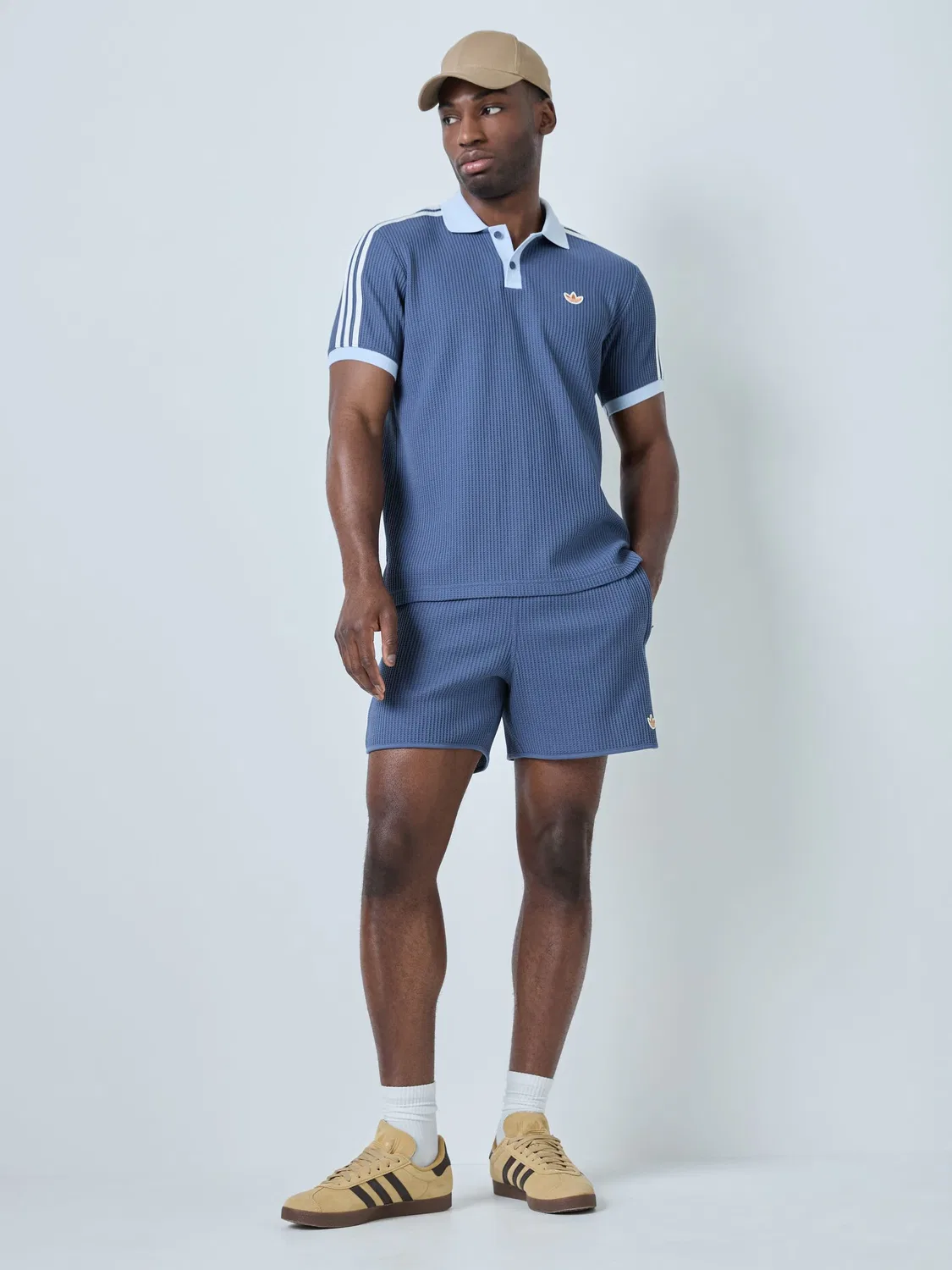 Шорты спортивные Waffle Knit Sprinter, adidas Originals, темно-синий — фото 2