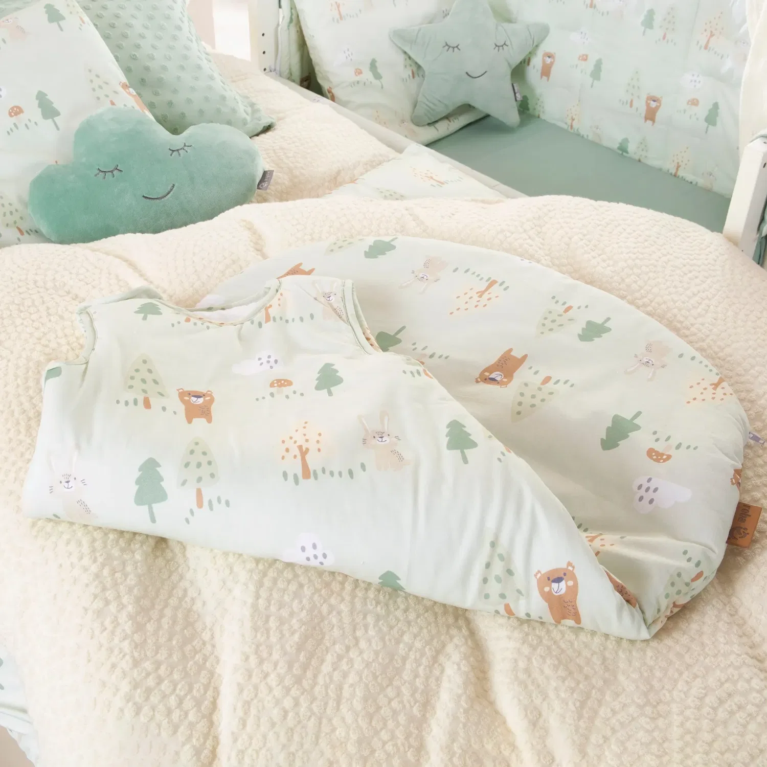 Детский спальный мешок дышащий Woodland Buddies Roba, пастельно-зеленый — фото 3