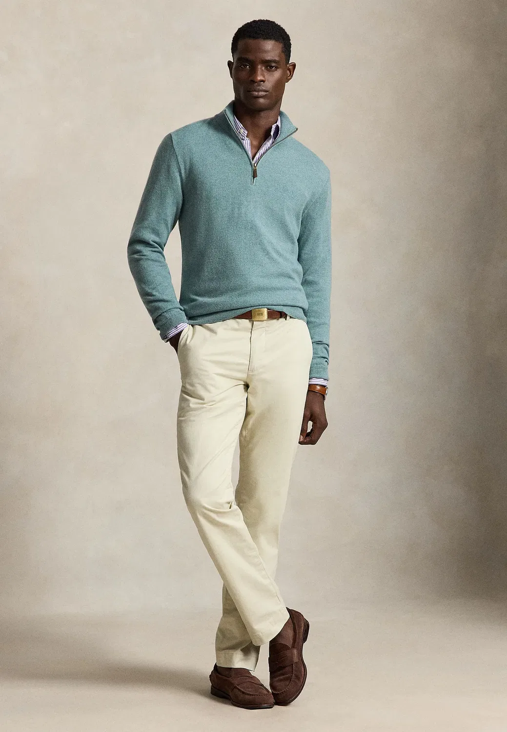 Шерстяной свитер с застежкой-молнией на четверть длины Polo Ralph Lauren, Turquoise Jay Heather — фото 2