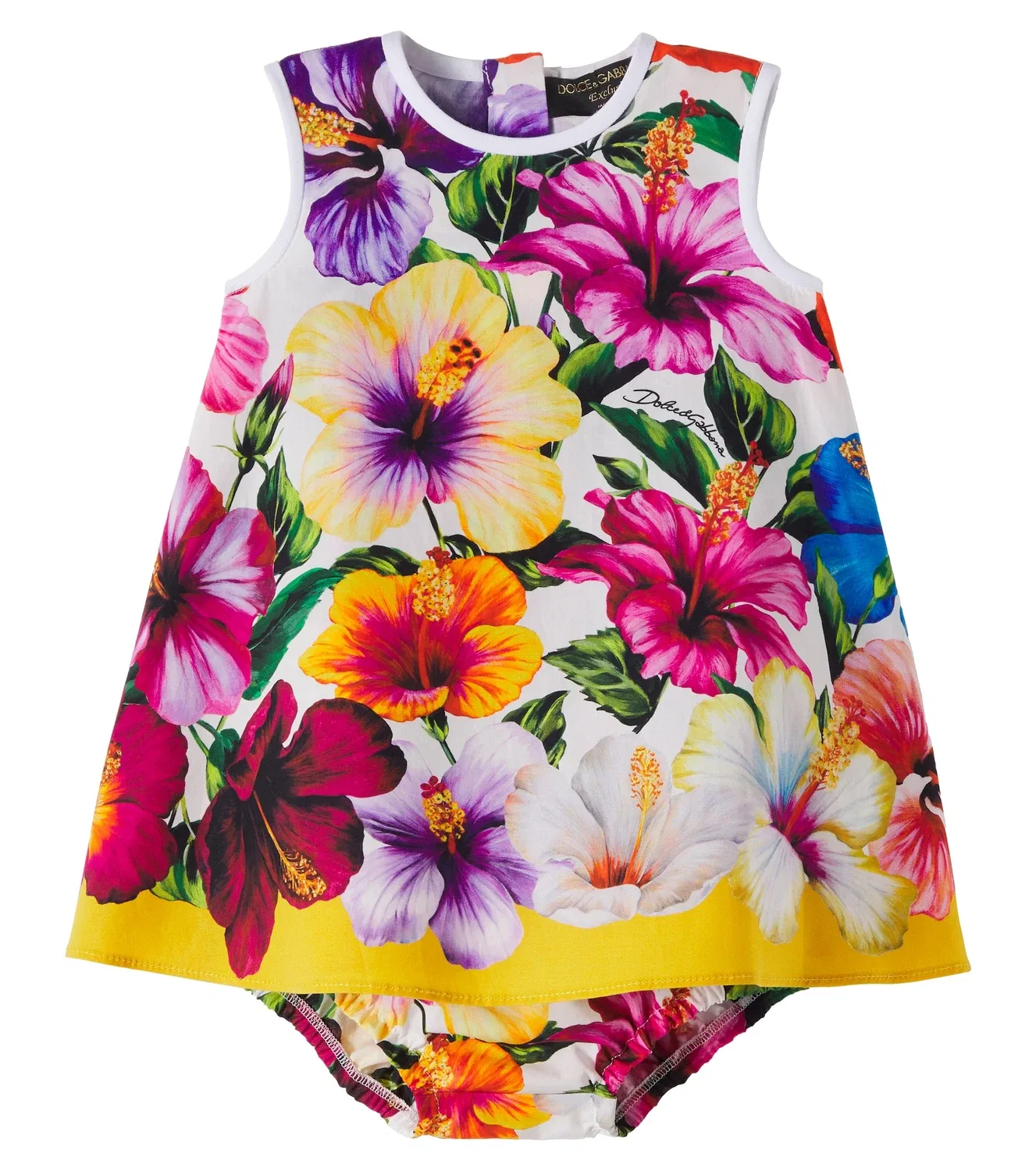 Комплект из платья и панталонов с цветочным принтом, Dolce&Gabbana Kids, белый