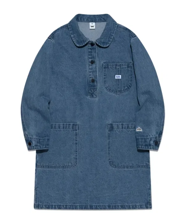 Платье джинсовое с воротником, Regular Fit, Lee Kids, индиго