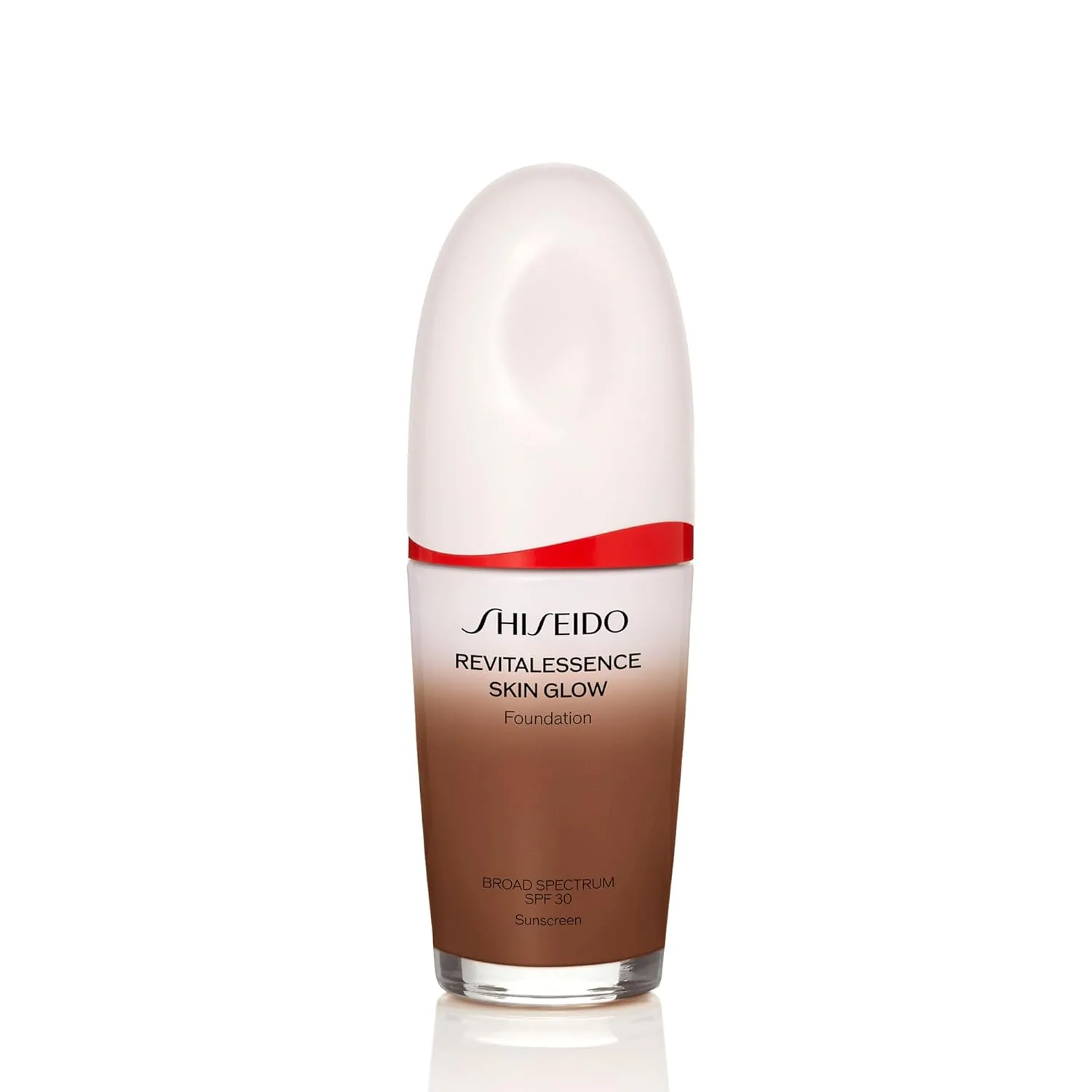 Shiseido RevitalEssence Skin Glow Foundation SPF 30, 530 Henna - тональная основа с наращиваемым средним покрытием, 24-часовая гидратация и 12-часовое ношение, устойчивость к переносу, заломам и выцветанию, некомедогенная