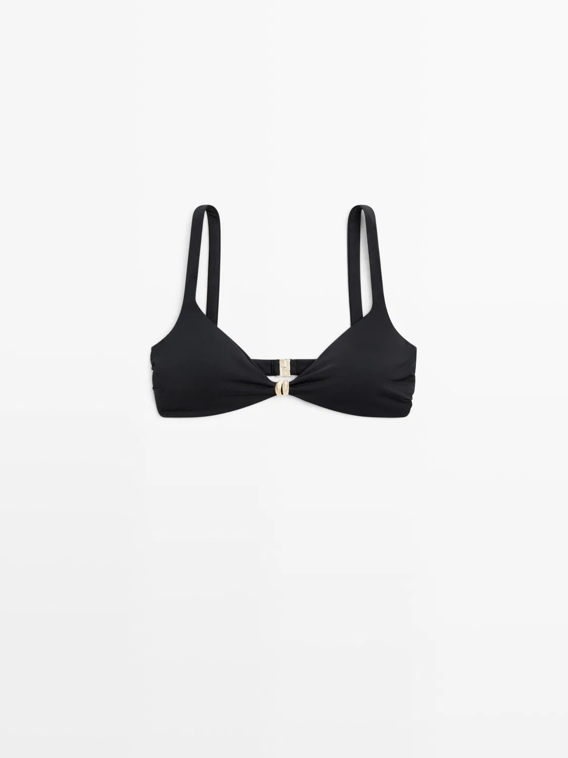 Бикини-топ Massimo Dutti With Rhinestone Detail, черный — фото 2