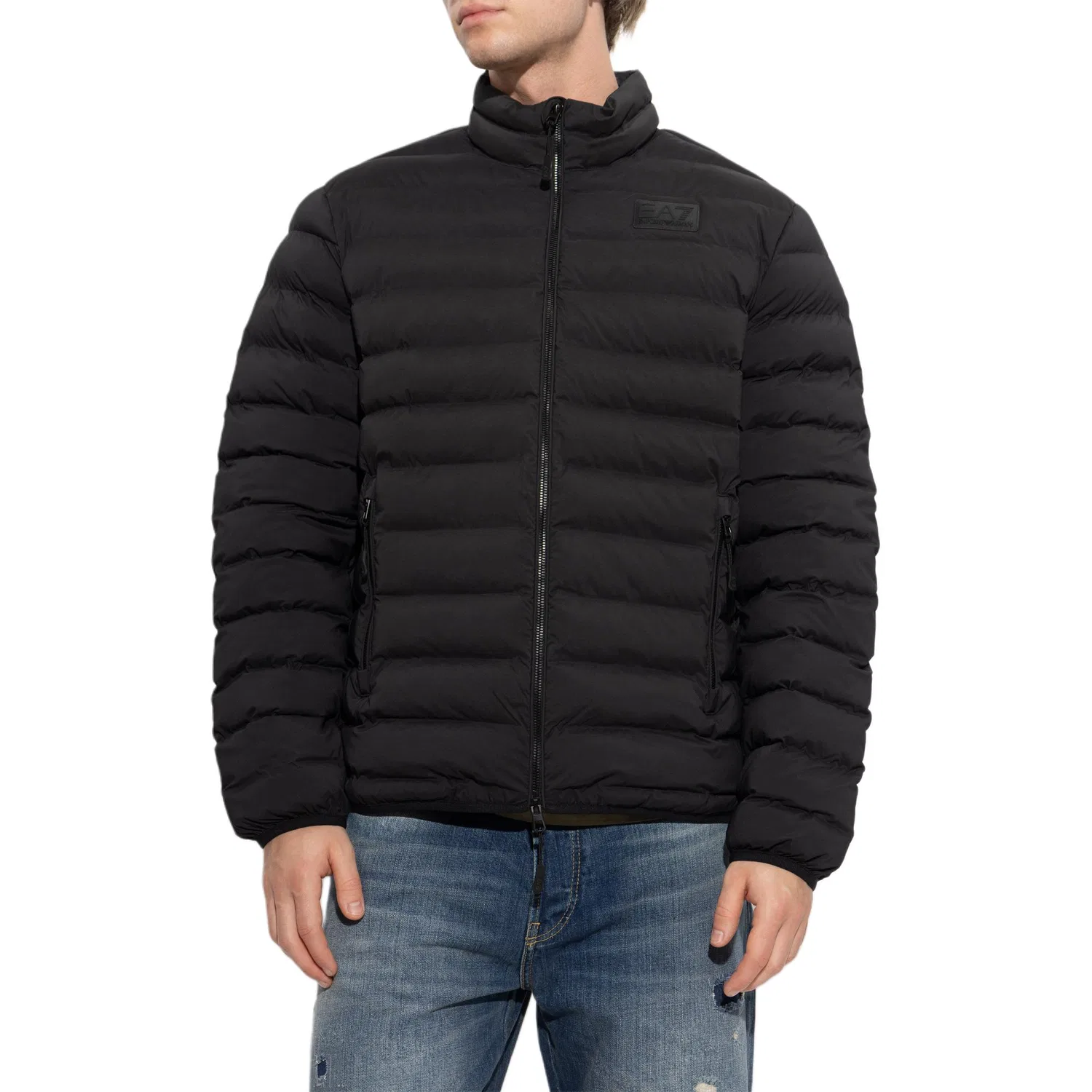 Мужская куртка-пуховик с воротником-стойкой EMPORIO ARMANI EA7, Black — фото 3