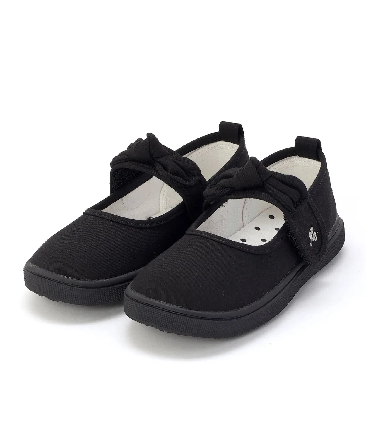 Детские туфли-кроссовки с бантом и липучкой 13-20 см BeBe, Black
