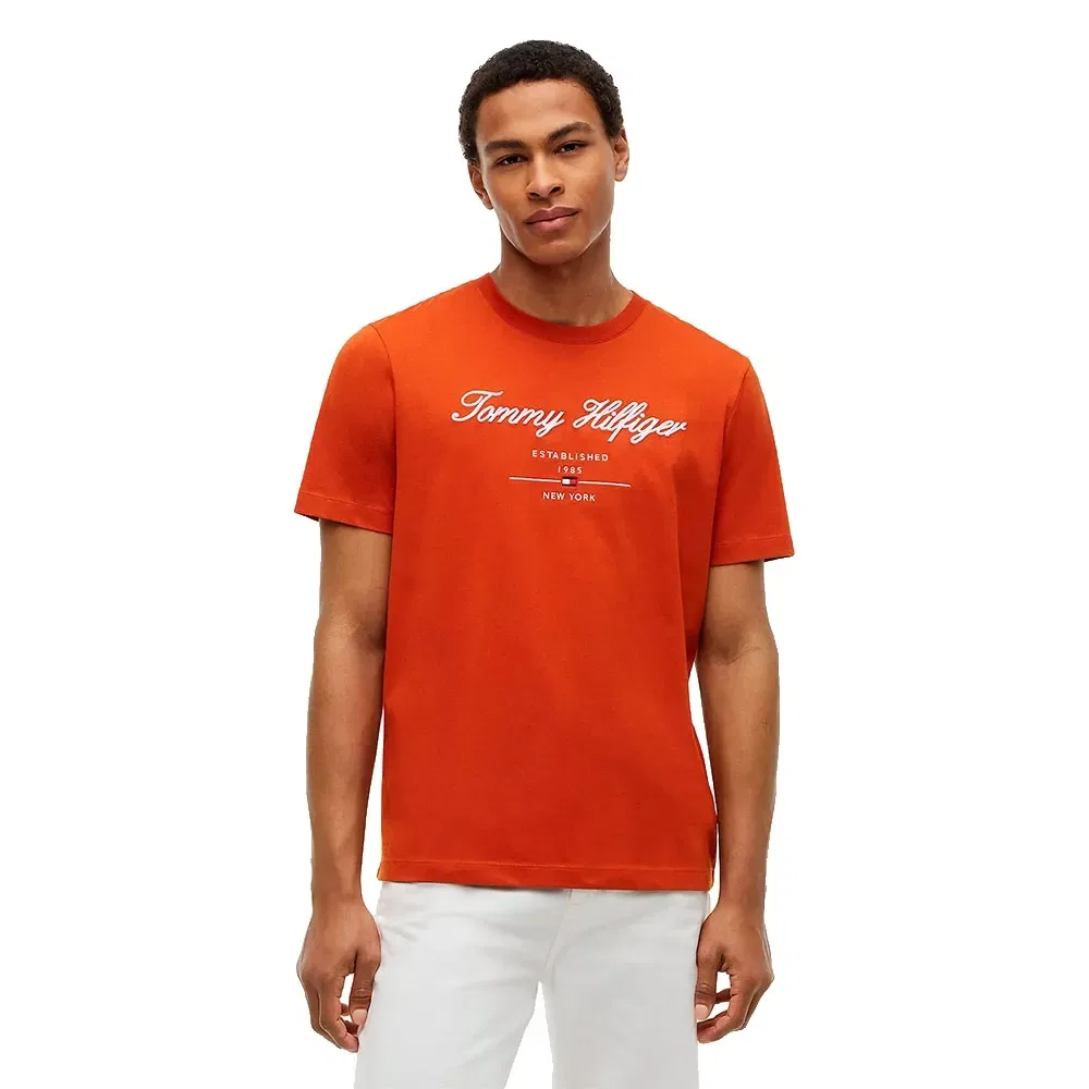 Футболка с коротким рукавом Script Logo Tommy Hilfiger, оранжевый
