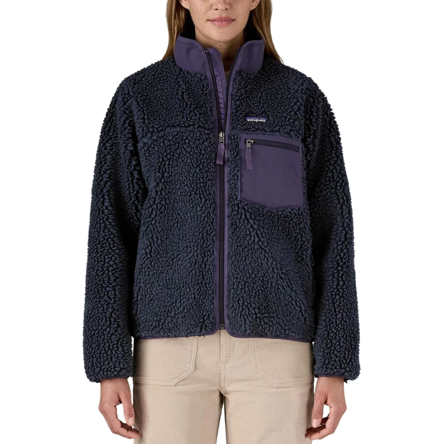 Женская куртка из высокого ворса с молнией Patagonia, Goose Cream Red/RVAM — фото 4